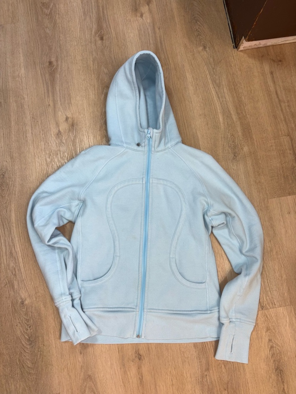 lululemon athletica Light Blue Hooded Zip-Up Sweater